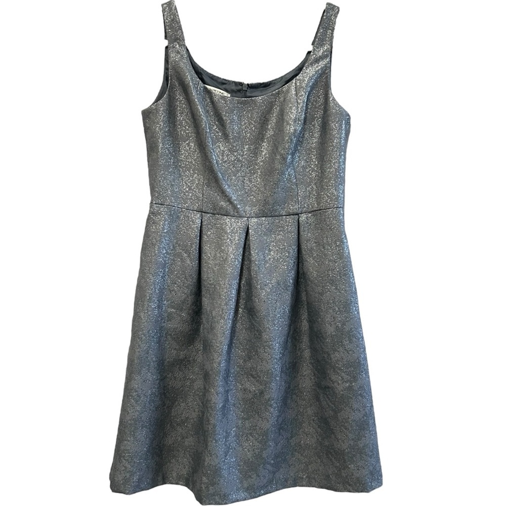 Evan Picone Women’s Metallic A Line Pleated Sleeveless Dress Pockets Sz 10